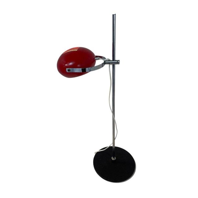 Space Age Table Lamp with Red Shade, Black Base and Chromed Upright from Herda For Sale - Image 3 of 10