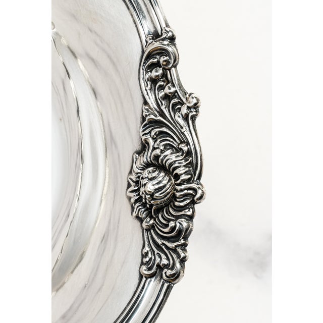 Elegant Sterling Silver Antique Tazza Pedestal Centerpiece Bowl Floral Repoussé Pattern Traditional Home Decor For Sale In New York - Image 6 of 12