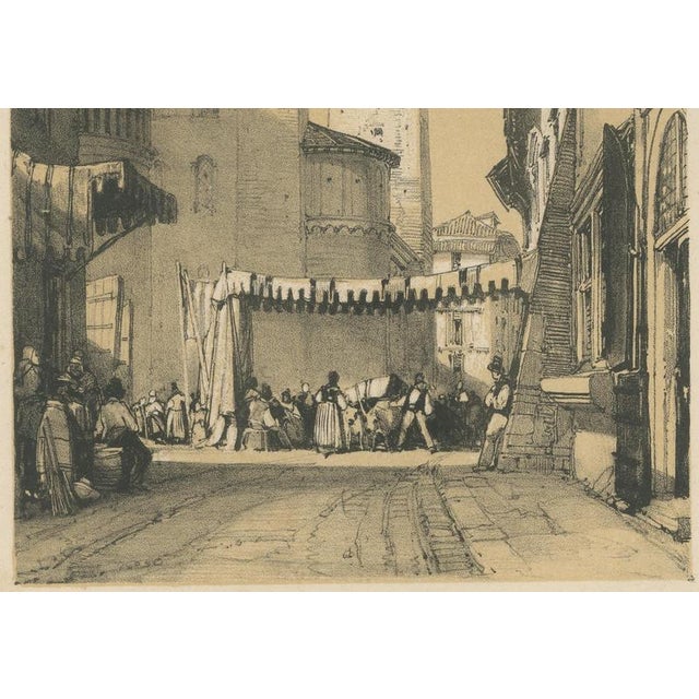 19th Century J.D. Harding, Trent, Tyrol, Street Scene, 1836, Lithograph For Sale - Image 5 of 9