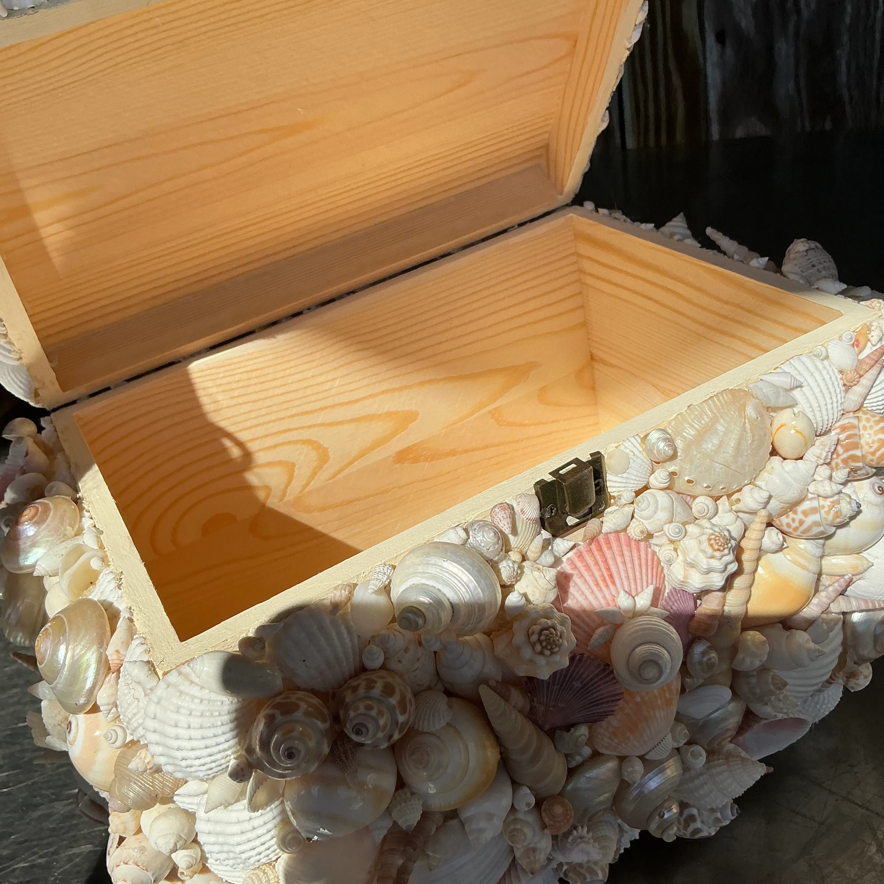 Vintage Coastal Shell Encrusted Box | Chairish