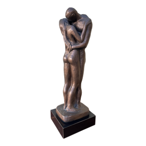 1980s Austin Production "Loving Couple" Brutalist Sculpture Signed by the Artist.