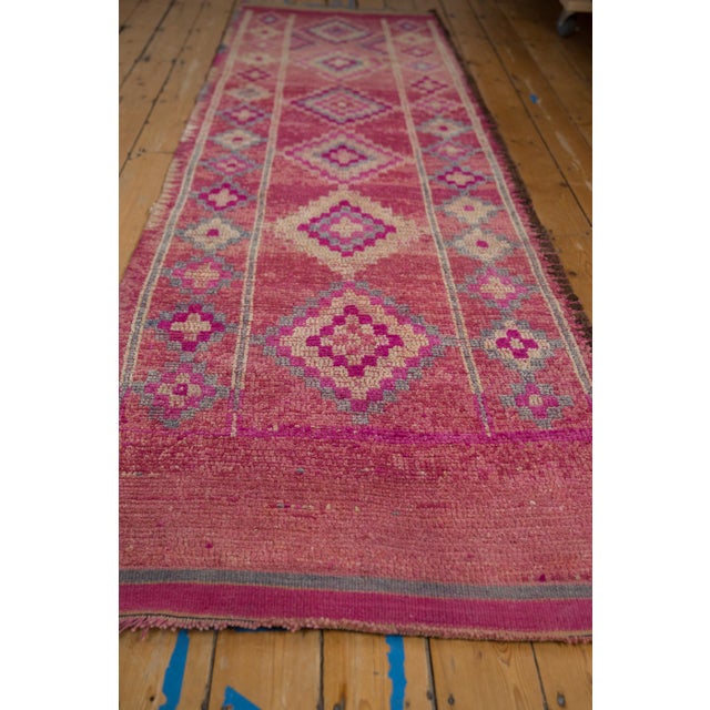 Magenta Vintage Distressed Kurd Rug Runner - 3'3" x 10'8" For Sale - Image 8 of 9