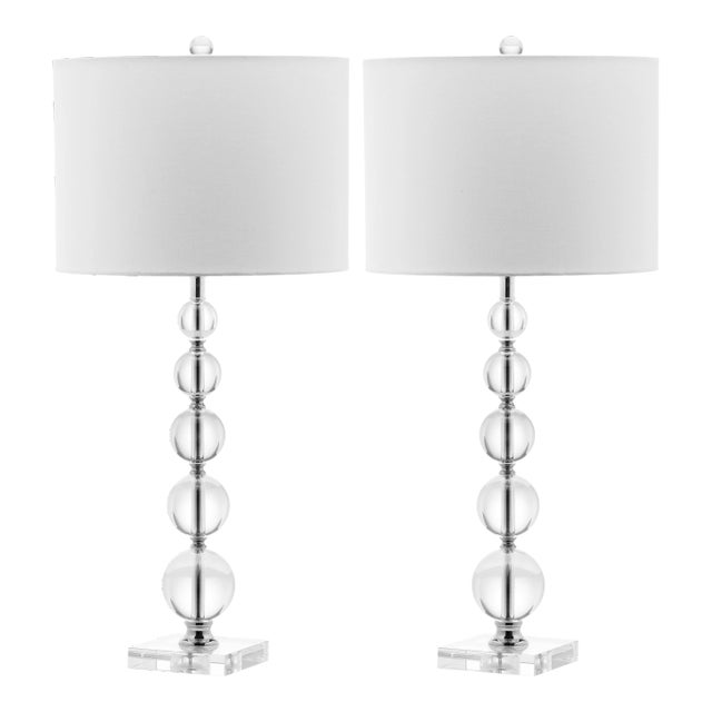 Stacked Crystal Ball Lamp in Clear & White - a Pair For Sale