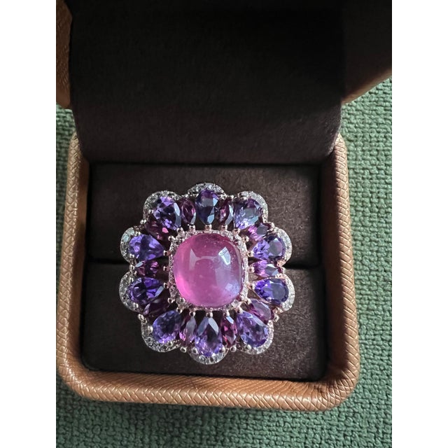 Early 21st Century Classic Italian Bochic "Capri" Ruby & Amethyst Ring Set In 18K Gold & Silver For Sale - Image 5 of 18