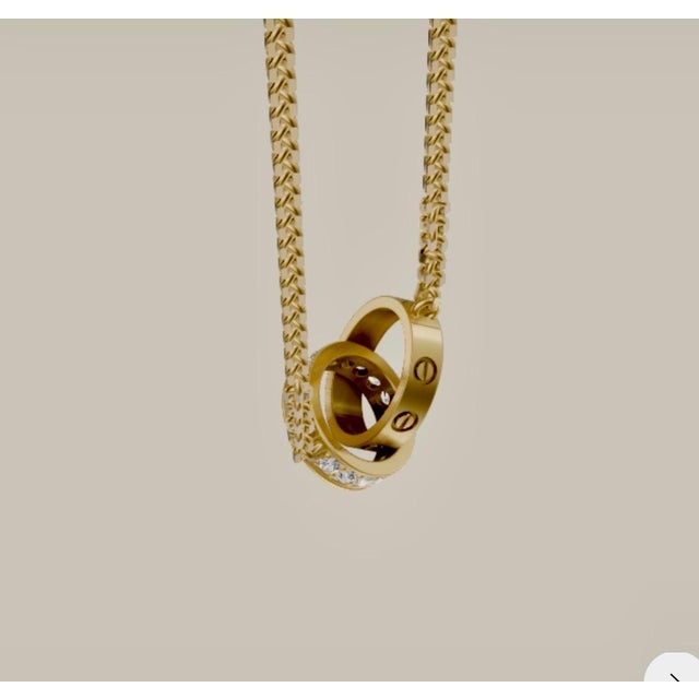Adjustable 16-18", 18 Karat Rose Gold LOVE pendant, half-paved, 5.4 Gm For Sale - Image 11 of 18