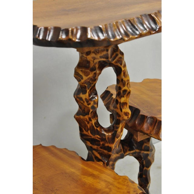 Vintage Mid Century Modern Live Edge 3 Tier Walnut Plant Stand Side Table For Sale - Image 12 of 15