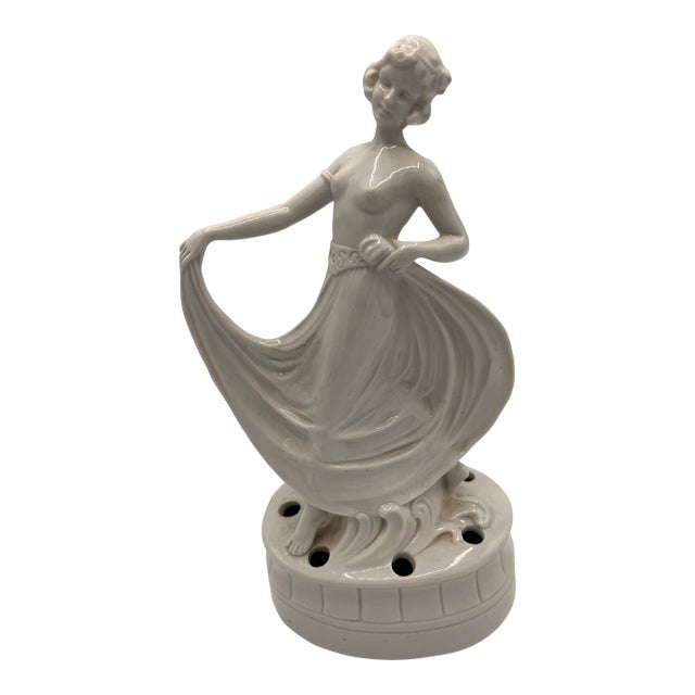 Art Deco Porcelain Figural Flower Frog For Sale