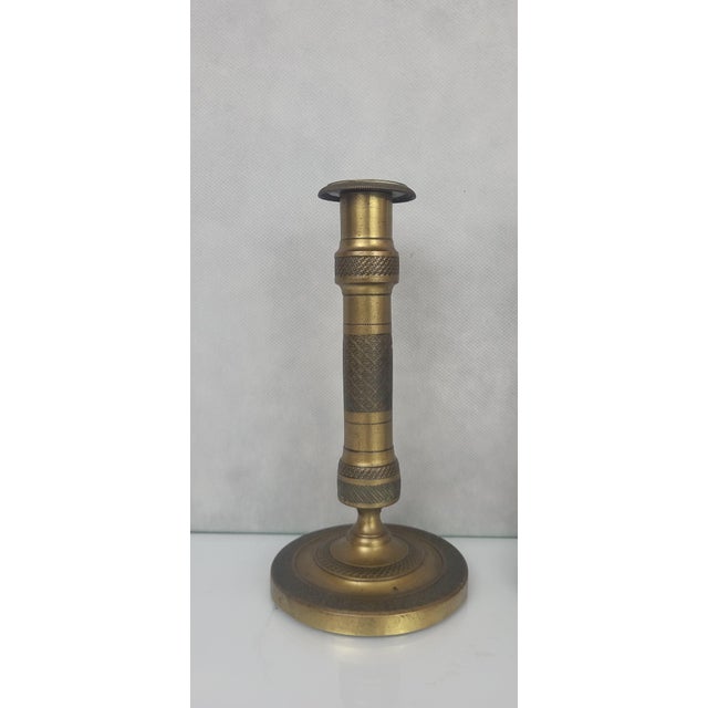 Gold Empire Candlesticks in Gilded Brass, 1800s, Set of 2 For Sale - Image 8 of 9