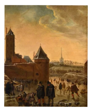 Workshop of Herman Saftleven Il Vecchio, Winter Landscape, Utrecht, 1700, Oil on Canvas