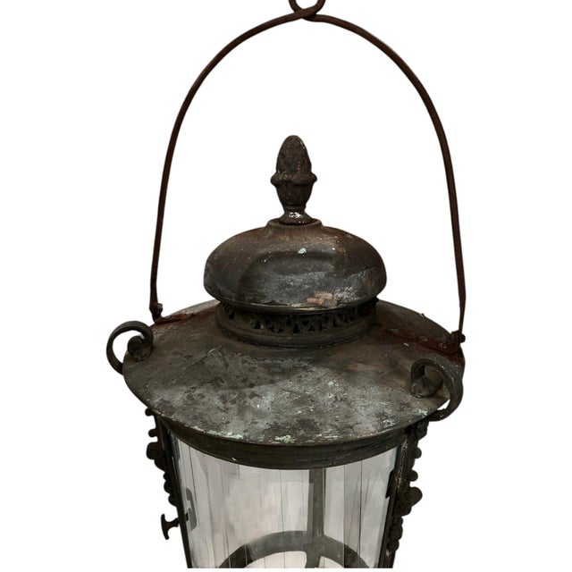 Traditional 18th Century Venetian Bronze Large Lantern For Sale - Image 3 of 5