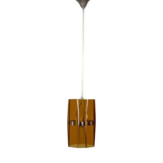 Vintage Pendant in Amber Glass, 1960s For Sale