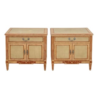 Baker Louis XVI Style Painted Bedside Cabinets, Pair For Sale