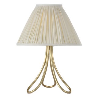 AERIN by Visual Comfort Signature Jeanne 13" Cordless Accent Lamp in Gild with Silk Pleated Shade For Sale