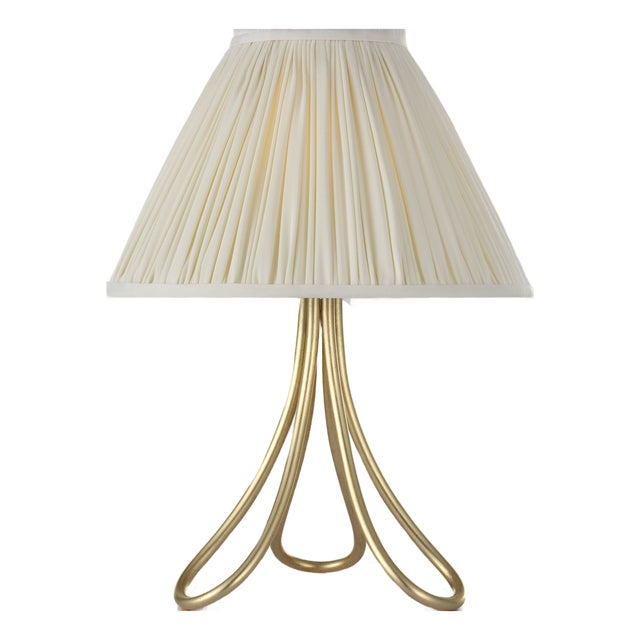 AERIN by Visual Comfort Signature Jeanne 13" Cordless Accent Lamp in Gild with Silk Pleated Shade For Sale