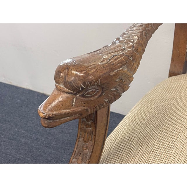 French Empire Style Neoclassical Carved Dolphin Chairs, a Pair For Sale - Image 12 of 12