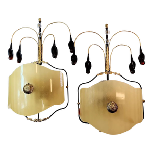 1990s Venetian Amber Glass Sconces - a Pair