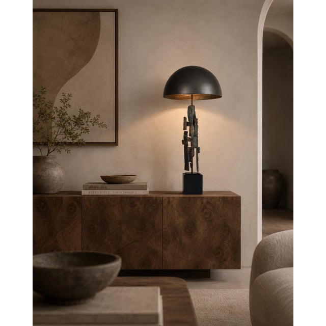 Mid-Century Modern Sculptural Brutalist Bronze Table Lamp by Richard Barr for Laurel For Sale - Image 3 of 12
