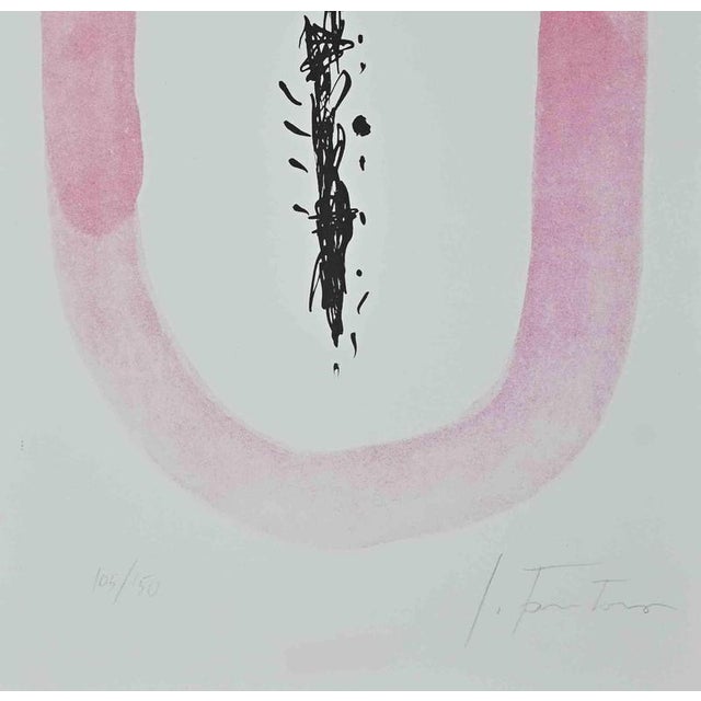Untitled is an original contemporary artwork realized by Lucio Fontana in 1963. Mixed colored photolithograph. Hand signed...