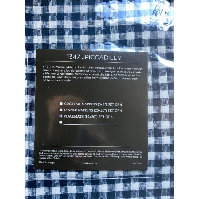 Traditional Sferra Navy Check Linen Placemats - Set of 4 For Sale - Image 3 of 4