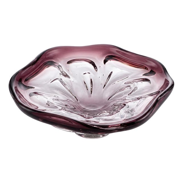 Large Lilac and Clear Murano Glass Bowl, 1970s For Sale