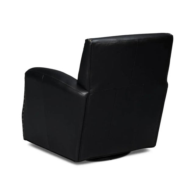 A classic style Onyx Black leather upholstered armchair, upholstered with pure aniline top grade leather, with large...