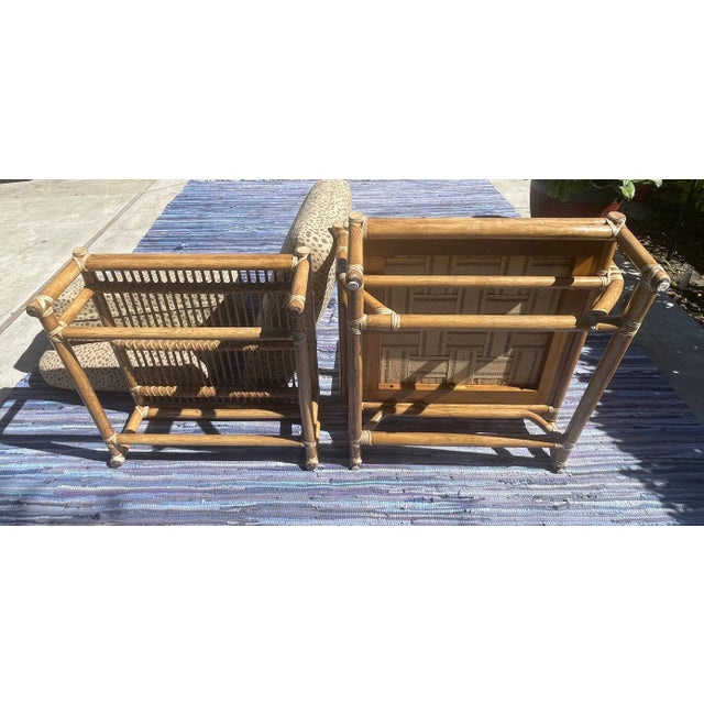 McGuire Vintage Rattan Lounge Chair & Ottoman, an Oversized Set of 2 For Sale - Image 10 of 14