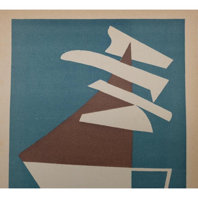 Alberto Magnelli (1888-1971) Abstract Composition on a Blue Background Original color lithograph On wove paper, 24 x 31 cm...