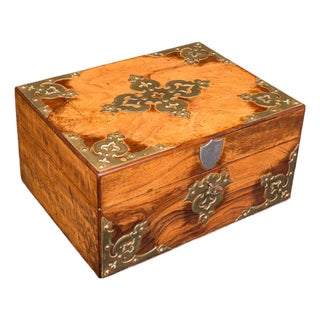 Antique Gothic Revival Sewing Case, Scottish, Walnut, Brass, Workbox, Victorian For Sale