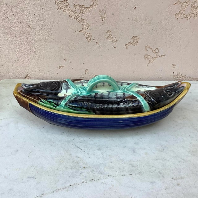 19th-Century English Majolica Fish Mackerel Tureen For Sale - Image 10 of 10