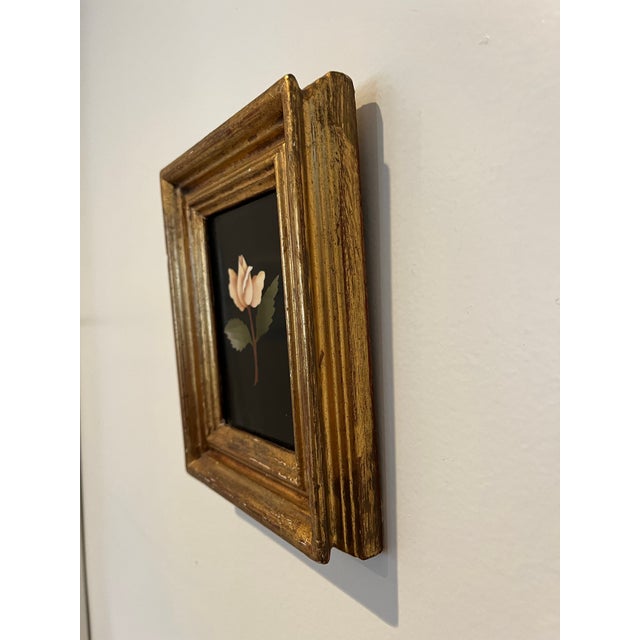 Mid 20th Century Vintage G. Ugolini Italian Pietra Dura Miniature Flower Botanical Gilt Frame For Sale - Image 5 of 7