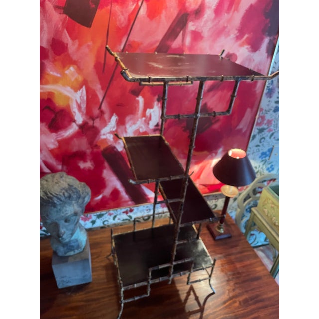 Probably French and Quite Possibly Bagues. A Lovely Faux Bamboo Display Etagere shelf or display stand. Made of Metal and...