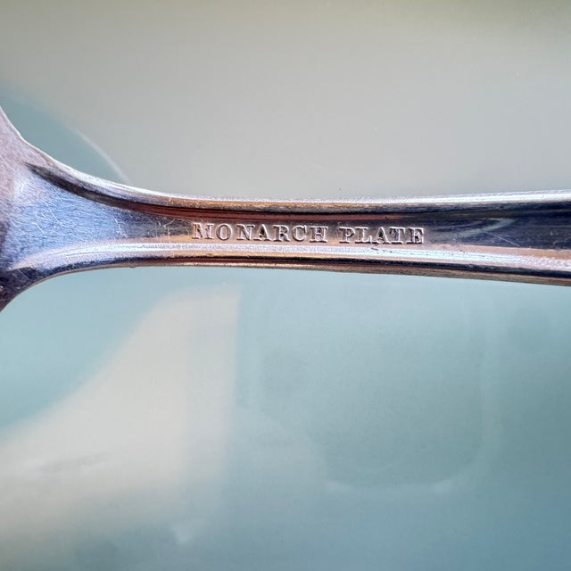 Metal 1930s Art Deco Bowl Soup Spoons (Gumbo) Mildred Silverplate, C1936 by National Silver Co 12 Pc Pruistine For Sale - Image 7 of 16