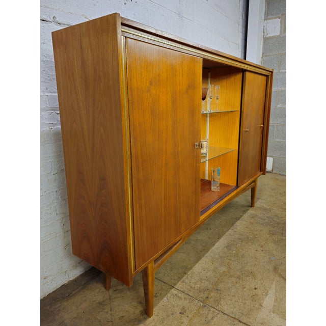 1960s Slim Slick Danish Modern Mid Century Modern Teak Sideboard Bar Cabinet For Sale In Chicago - Image 6 of 12