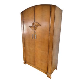 1930s Art Deco Clothing Armoire Wardrobe For Sale