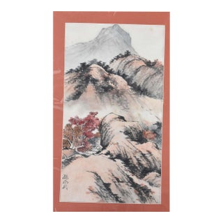1990s Autumnal Peak: Traditional East Asian Mountain Landscape For Sale