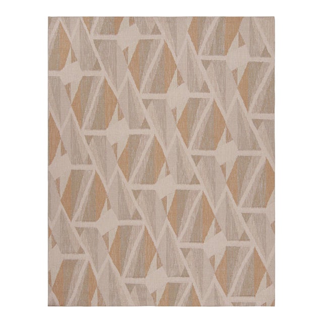Rug & Kilim’s Scandinavian Style Geometric Rug in Beige, White and Terracotta 12x18 For Sale
