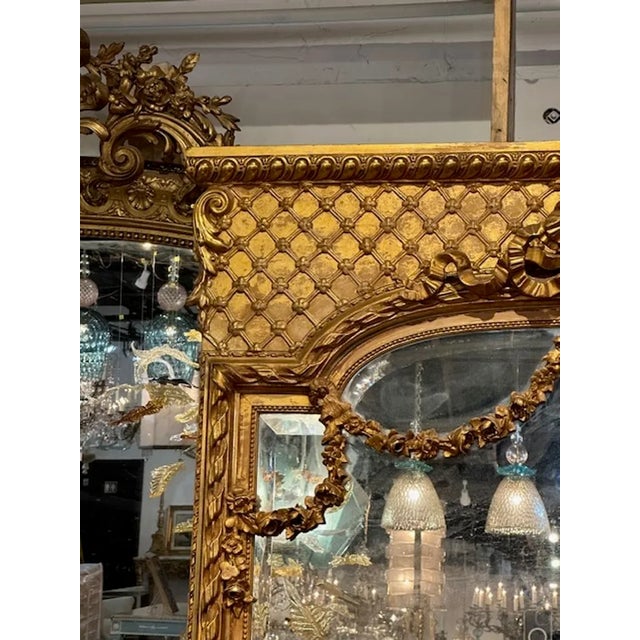 Traditional French Louis XVI Giltwood Mirror For Sale - Image 3 of 9