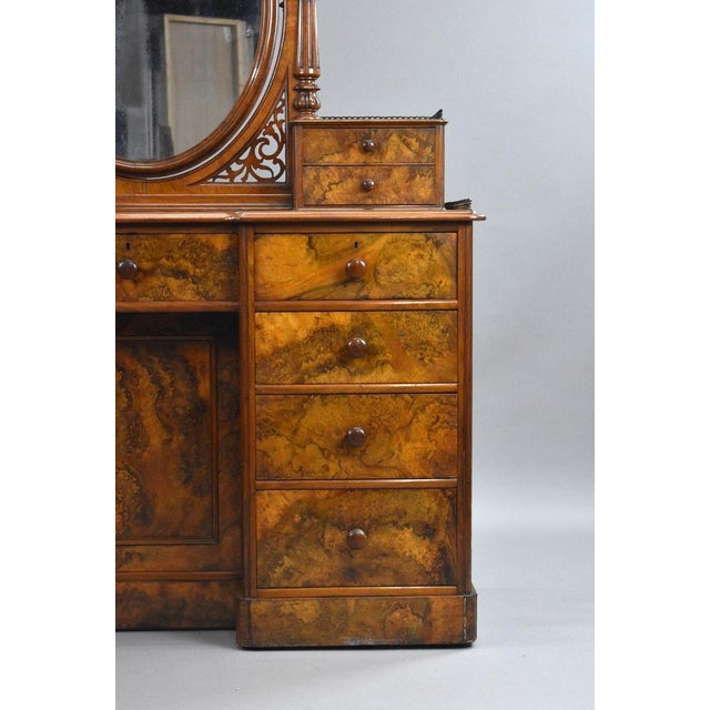 Mid 19th Century Victorian Burr Walnut Dressing Table, 1860s For Sale - Image 5 of 12
