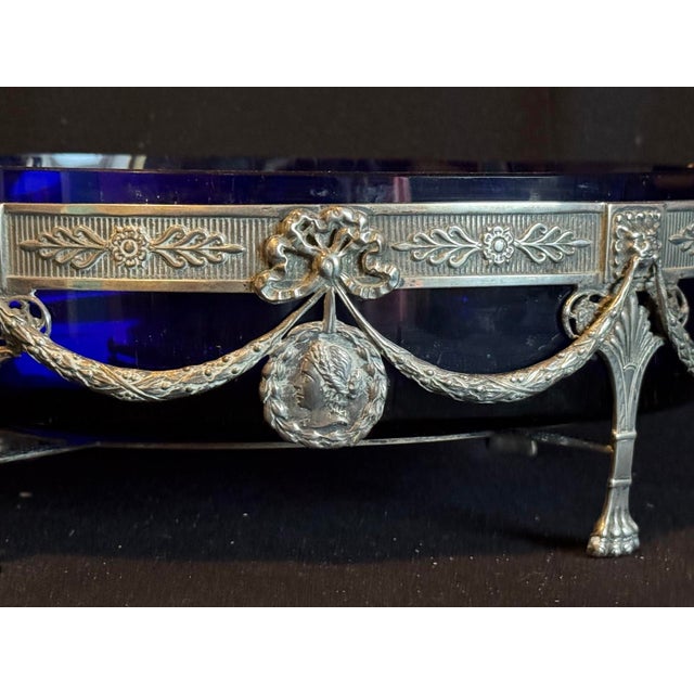 Early 19th Century 19thC European Louis XVI Silver Blue Jardiniere Bowl For Sale - Image 5 of 18