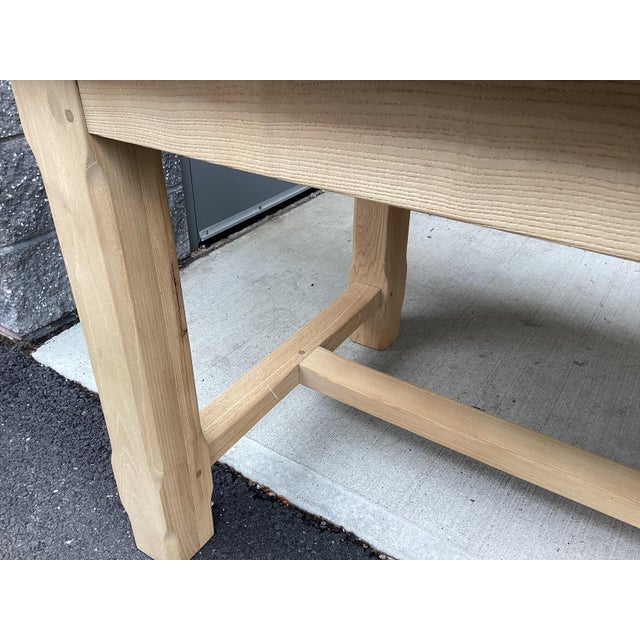 French Farmhouse Stripped Solid-Plank Oak Fram Table For Sale - Image 9 of 12