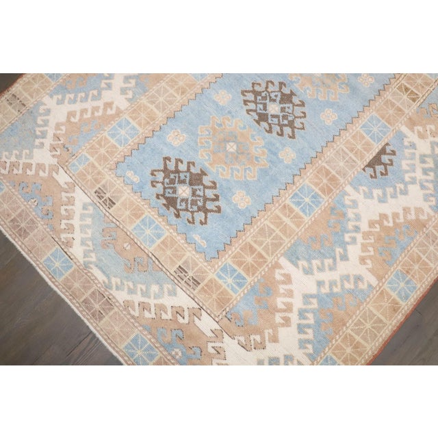 Sky Blue Turkish Konya Rug rug no.j4306 For Sale In New York - Image 6 of 7