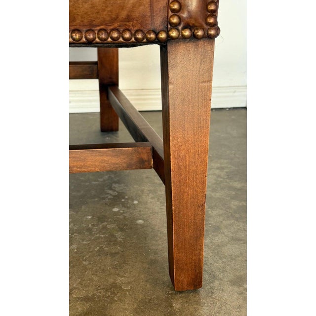 Georgian Wingback Armchairs, Leather Upholstery, Circa 1940s For Sale In Los Angeles - Image 6 of 17