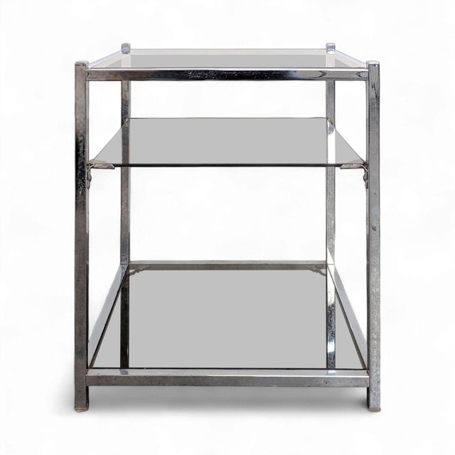 Spage Age Chrome and Smoked Glass Side Table For Sale - Image 6 of 6