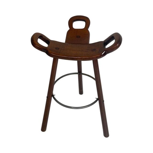 Brown Spanish Brutalist Marbella Bar Stool by Sergio Rodrigues for Confonorm, 1970s For Sale - Image 8 of 8