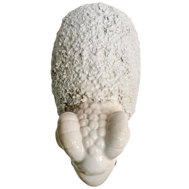1970s Vintage White Ceramic Ram Sheep Figurine For Sale - Image 4 of 7
