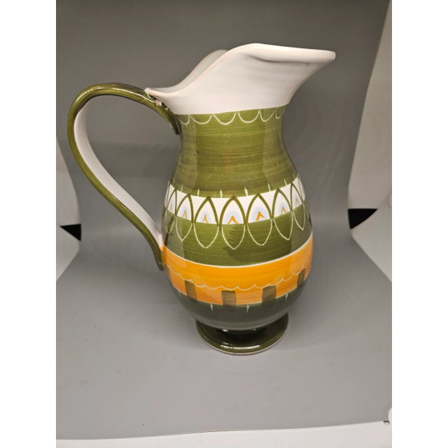 Mid-Century Modern Vintage Italian Handpainted Pitcher/Vase For Sale - Image 3 of 5