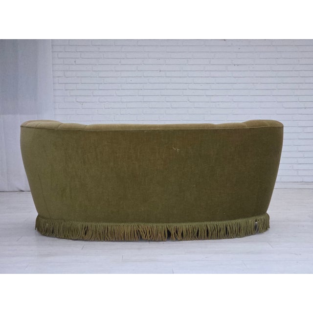 Danish 2-Seater Banana Sofa in Green Velour, 1960s For Sale - Image 6 of 18