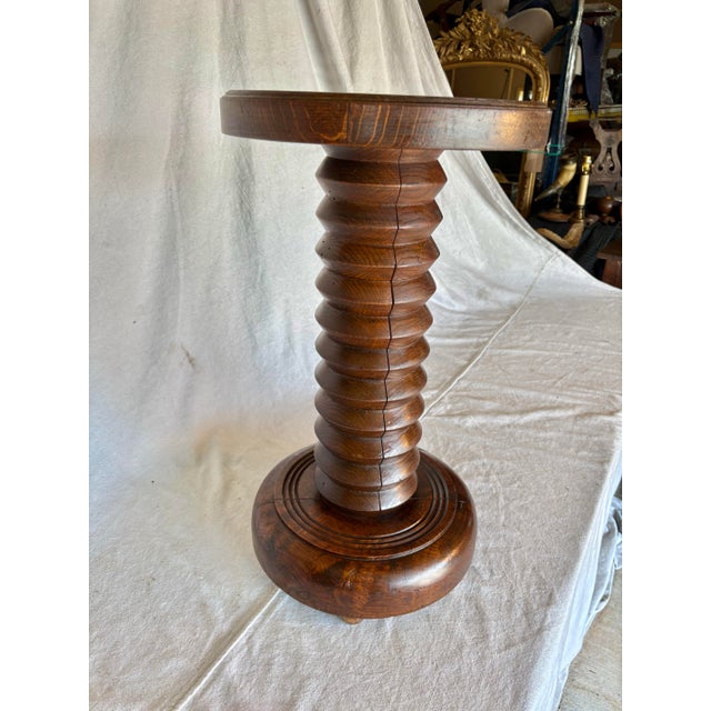 Mid 20th Century 20th Century French Walnut Pedestal Side Table in the Style of Charles Dudouyt For Sale - Image 5 of 14
