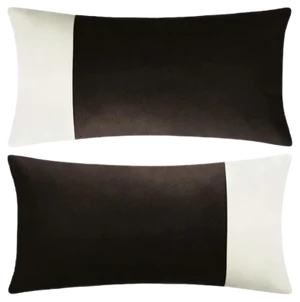 Double Rectangle Black and White Velvet Pillow from LO Decor