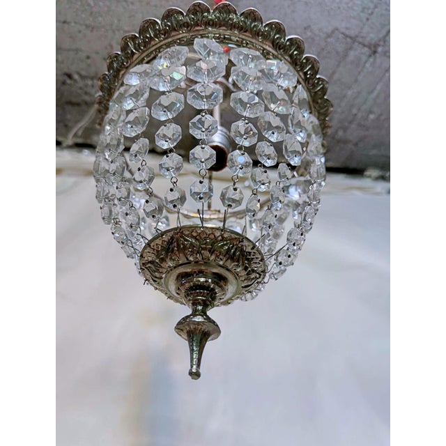 1920s 1920s Silver Crystal Basket Pendant Light For Sale - Image 5 of 10